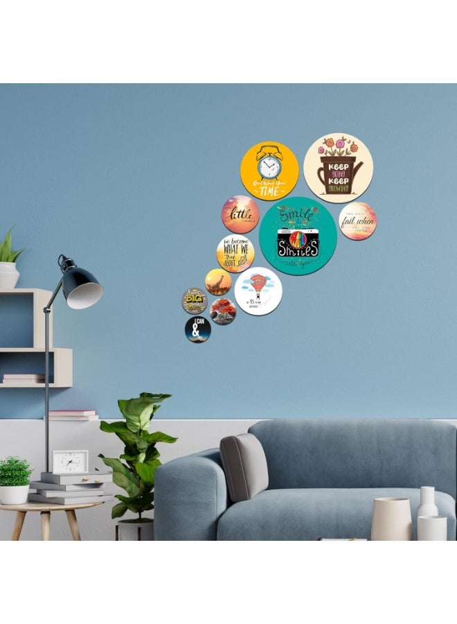 آرتفيب مجموعة ديكور حائط خشبية دائرية من خشب MDF تحمل عبارات تحفيزية من Artvibes: "احلم كبيرًا واعمل بجد" | ديكور حائط تحفيزي | لمسة جمالية للجدران | فن جرافيكي | هدايا | ديكور حائط للمكاتب (WPS_114N)، مجموعة من 11 قطعة - Image 2