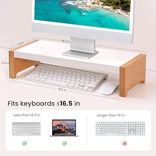 ARCOBIS Monitor Stand Riser, White Metal & Wood Computer Monitor Stand Riser for Desk, Max Load Capacity 40LB - Image 2