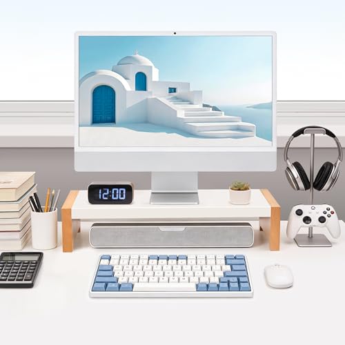 ARCOBIS Monitor Stand Riser, White Metal & Wood Computer Monitor Stand Riser for Desk, Max Load Capacity 40LB - Image 4