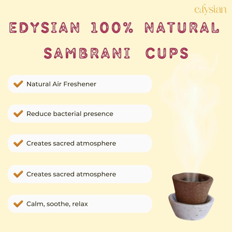 Edysian Agarwood Sambrani Dhoop Cups Cow Dung and Agarwood Dhoop12 Cups Each with 1 Burner Plate Guggul Dhoop Pack of 3 36 Cups - Image 3