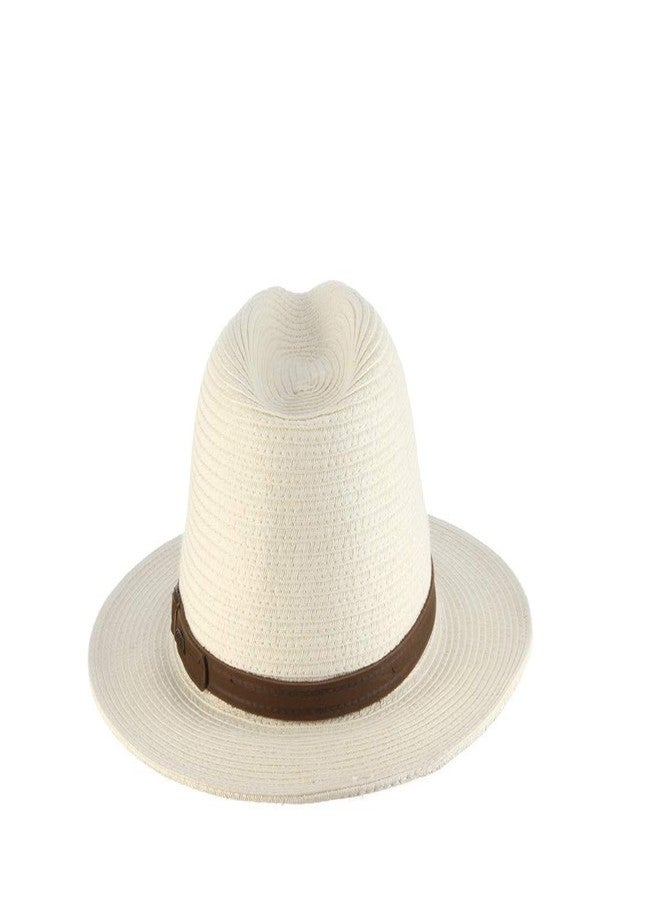 Scala Men's Paper Braid Safari with Leather Band, Ivory, X-Large - Image 1