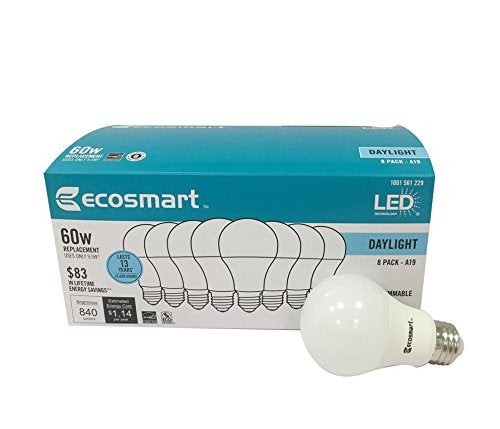 Ecosmart 8 Pack LED A19 Light bulb, 60w Equivalent (A19 Daylight) - Image 5