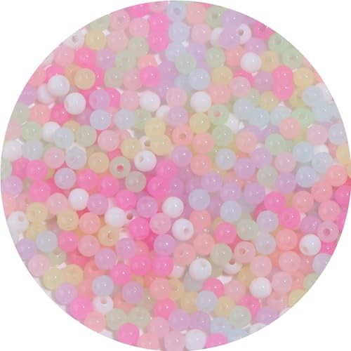 Yumttero 1100PCS 6mm Smooth Jelly Acrylic Round Craft Beads Spacer Beads with Hole for DIY Bracelet Necklace Earrings Keychain Women Jewelry Making SuppliesJelly Candy Color - Image 1