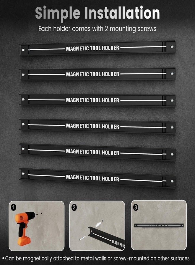 Goplus 6PCS 18" Magnetic Tool Holder, Wall Mounted 176LBS Capacity Magnetic Tool Organizer, Heavy Duty Metal Tool Rack, Tool Magnet Bar, Magnetic Tool Holder Strip for Garage Workshop - Image 4