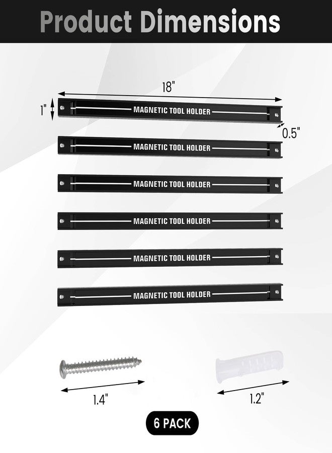 Goplus 6PCS 18" Magnetic Tool Holder, Wall Mounted 176LBS Capacity Magnetic Tool Organizer, Heavy Duty Metal Tool Rack, Tool Magnet Bar, Magnetic Tool Holder Strip for Garage Workshop - Image 5