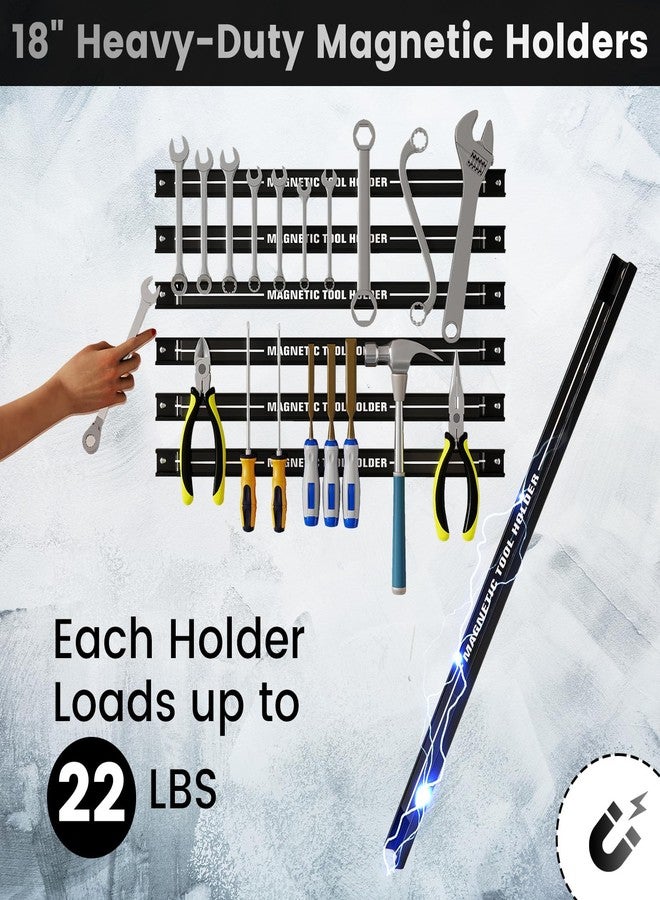 Goplus 6PCS 18" Magnetic Tool Holder, Wall Mounted 176LBS Capacity Magnetic Tool Organizer, Heavy Duty Metal Tool Rack, Tool Magnet Bar, Magnetic Tool Holder Strip for Garage Workshop - Image 2