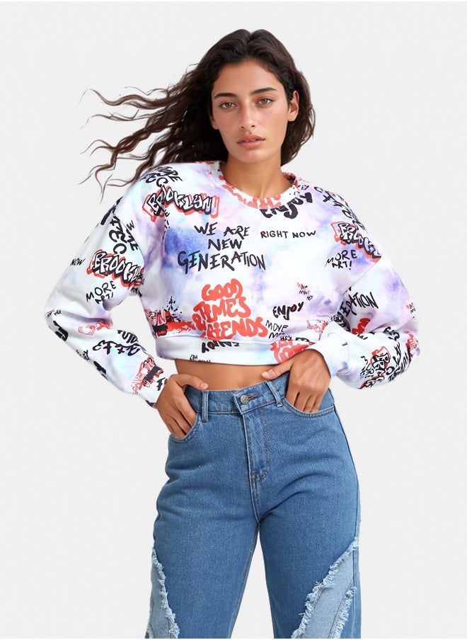 RAVIN Slip On Cropped Round Neck Sweatshirt  - Image 1