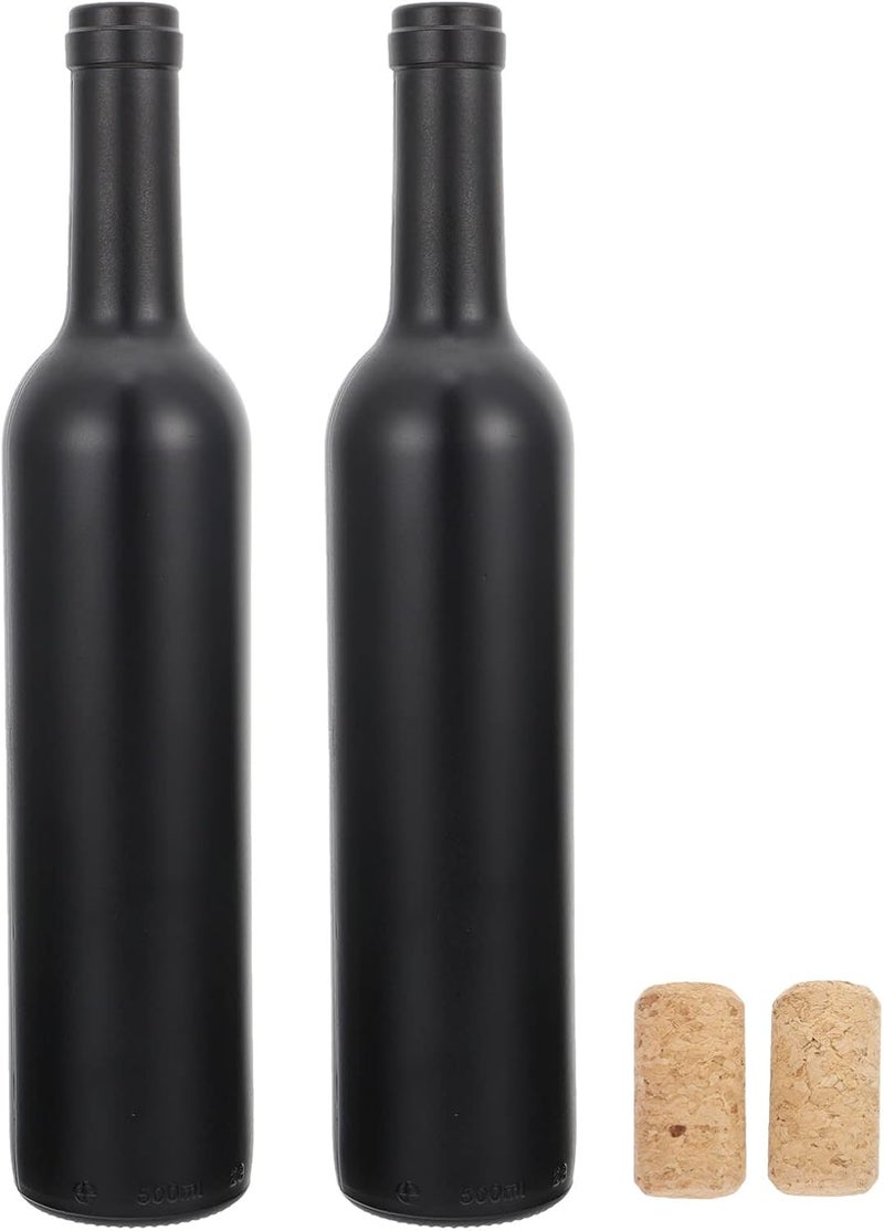 woobles Wine Jug Empty Red Wine Bottles: Glass Bordeaux Wine Bottle with Wine Bottle Corks 2Pcs Reusable Wine Bottles with Stopper for Wine Cellars Party Home Use Wine Container Glass - Image 1