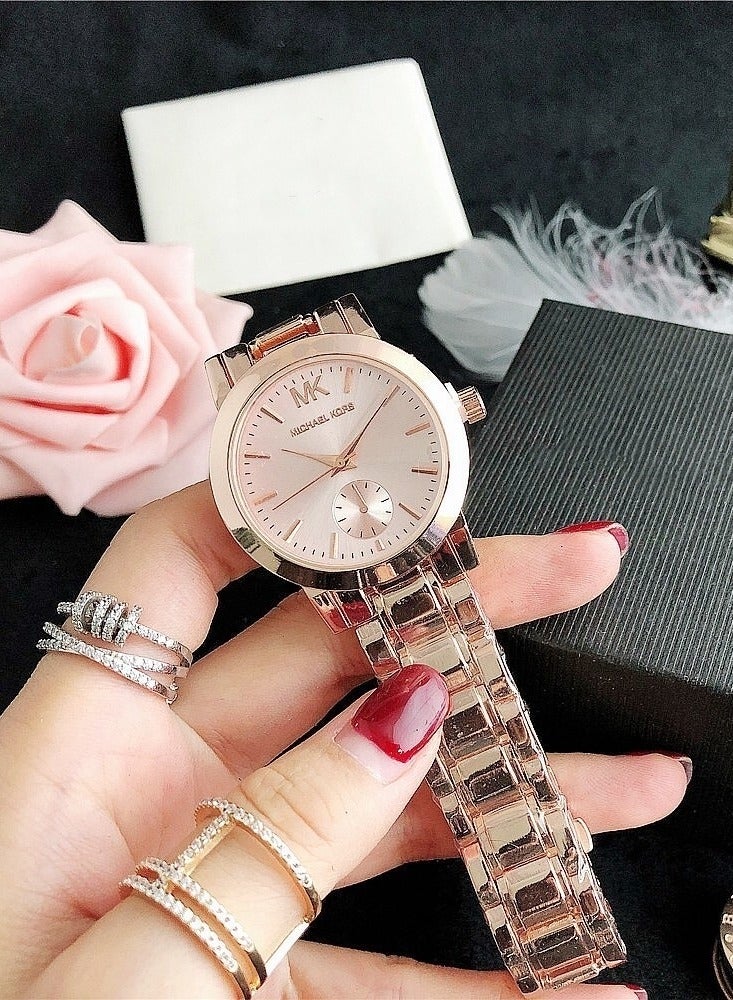 Michael Kors Stopwatches MK Watch for Ladies Rose Gold Tone Strap Pink Dail with Sub-Second - Image 2