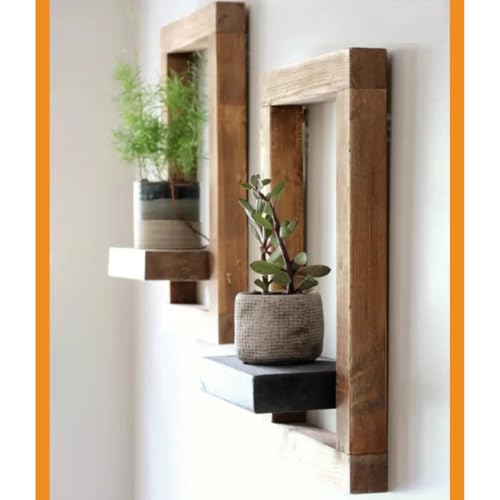 Crysellewoods Mango Wood Set of 2 Floating Shelves, Planter, Wall Art, Home Decor Items, Multicolor (Mango Wood, 4) - Image 1