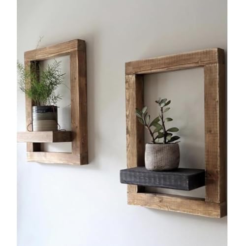 Crysellewoods Mango Wood Set of 2 Floating Shelves, Planter, Wall Art, Home Decor Items, Multicolor (Mango Wood, 4) - Image 4