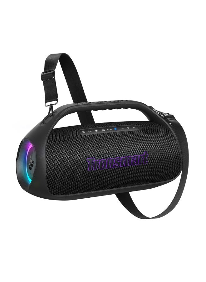 ترونسمارت مكبر صوت ترونسمارت بانج 2 المحمول بتقنية البلوتوث، صوت قوي 90 واط، جهير عميق، مقاوم للماء IPX6، أضواء حفلات RGB، وقت تشغيل 26 ساعة، بلوتوث 5.3، إقران TWS، باور بانك والتحكم بالتطبيق (أسود) - Image 1