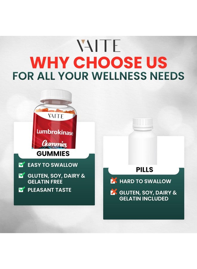 VAITE مكمل ليمبروكيناز 40 ملغ جومي - إنزيمات بروتوليتية متقدمة، غير معدلة وراثيًا، خالية من الغلوتين، نباتية، مضغ لذيذ ومريح للصحة اليومية، الحركة والحياة النشطة، 60 جومي - Image 5