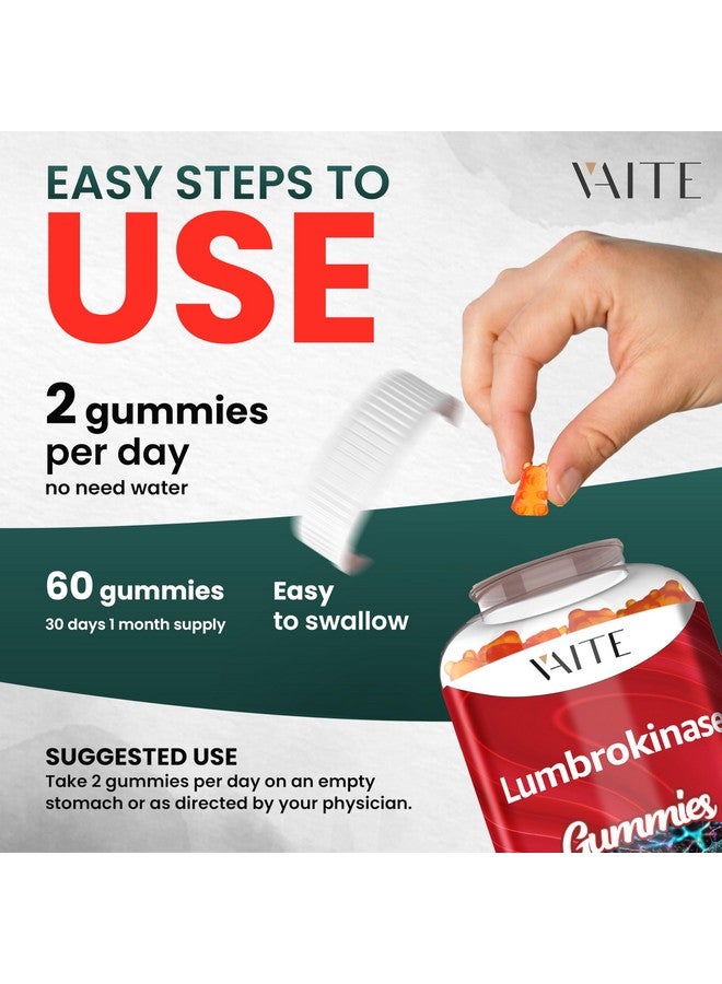 VAITE مكمل ليمبروكيناز 40 ملغ جومي - إنزيمات بروتوليتية متقدمة، غير معدلة وراثيًا، خالية من الغلوتين، نباتية، مضغ لذيذ ومريح للصحة اليومية، الحركة والحياة النشطة، 60 جومي - Image 4