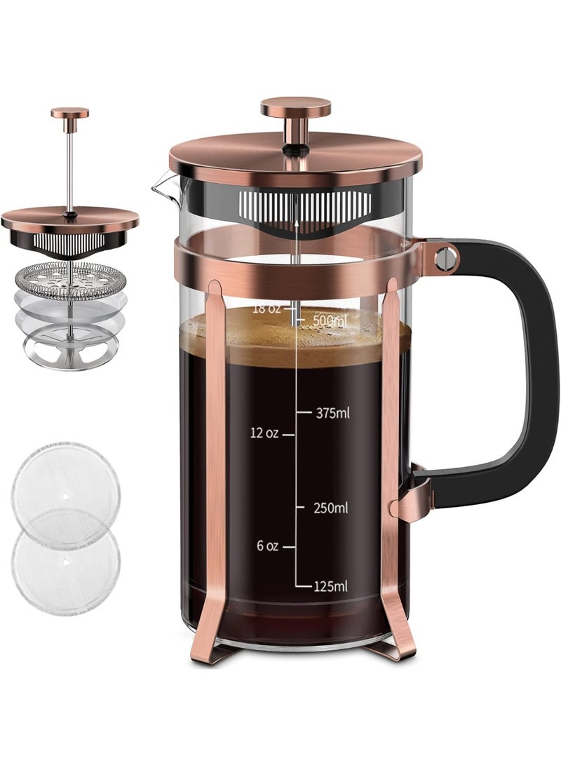 Walpck Coffee Maker 304 Stainless Steel French Press with 4 Filter, Heat Resistant Durable, Easy to Clean, Borosilicate Glass Coffee Press, 100% BPA Free Teapot - Image 1