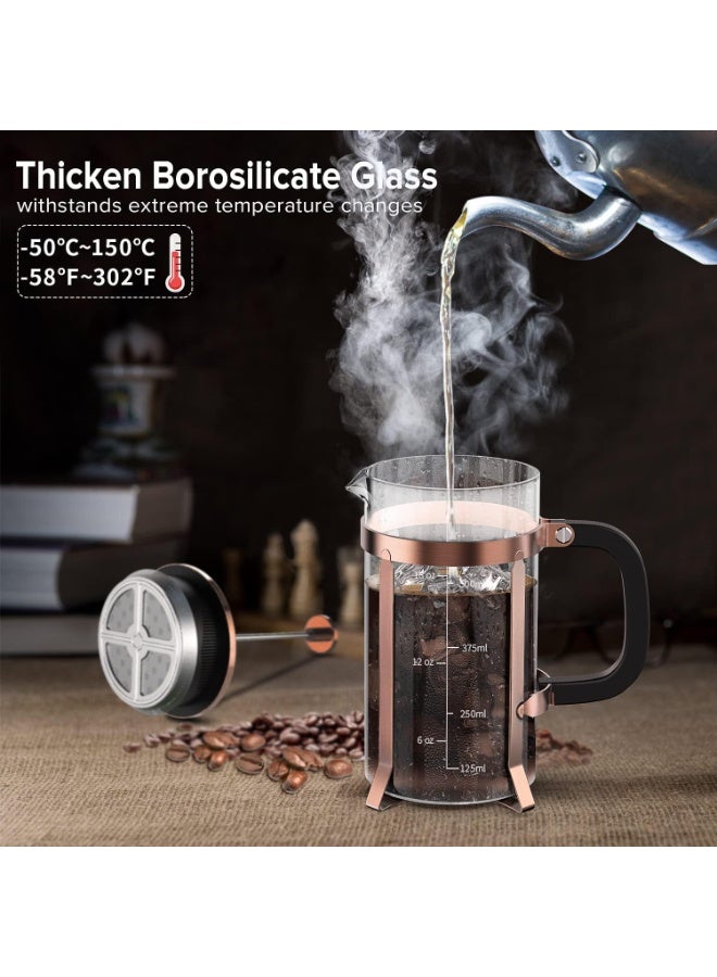 Walpck Coffee Maker 304 Stainless Steel French Press with 4 Filter, Heat Resistant Durable, Easy to Clean, Borosilicate Glass Coffee Press, 100% BPA Free Teapot - Image 5