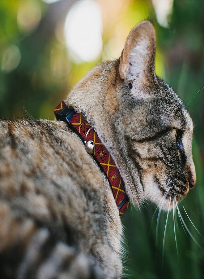 Buckle Down Harry Potter Breakaway Cat Collar with Bell, Plastic Clip, Easy Adjustable, Harry Potter Gryffindor Crest Plaid Reds Gold, 8.5 to 12 Inches 0.5 Inch Wide - Image 2