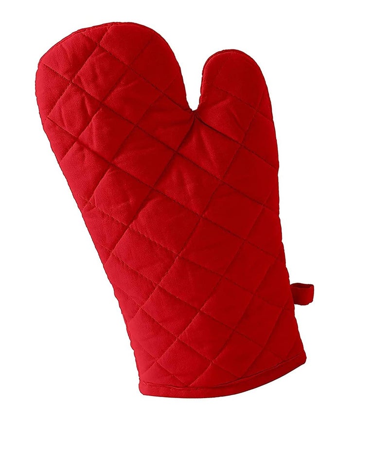 Mast Beautiful Print Design Cotton Padded Heat Proof Non Slip Microwave Baking Oven Glove Mitten for Microwave 2 Piece Set 32 cm Long Oven Mitts Random Patterns  - Image 3