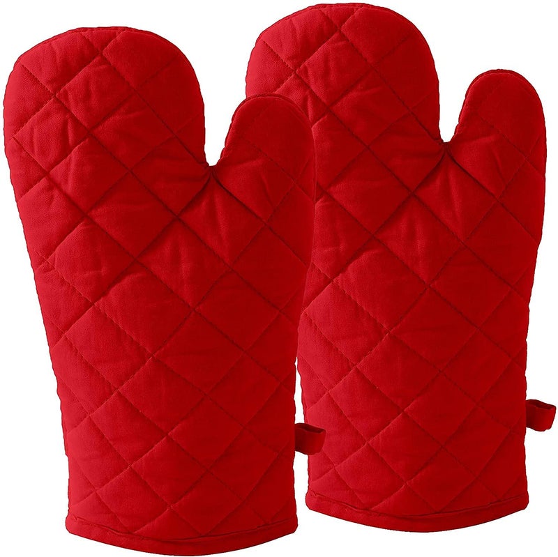 Mast Beautiful Print Design Cotton Padded Heat Proof Non Slip Microwave Baking Oven Glove Mitten for Microwave 2 Piece Set 32 cm Long Oven Mitts Random Patterns  - Image 2