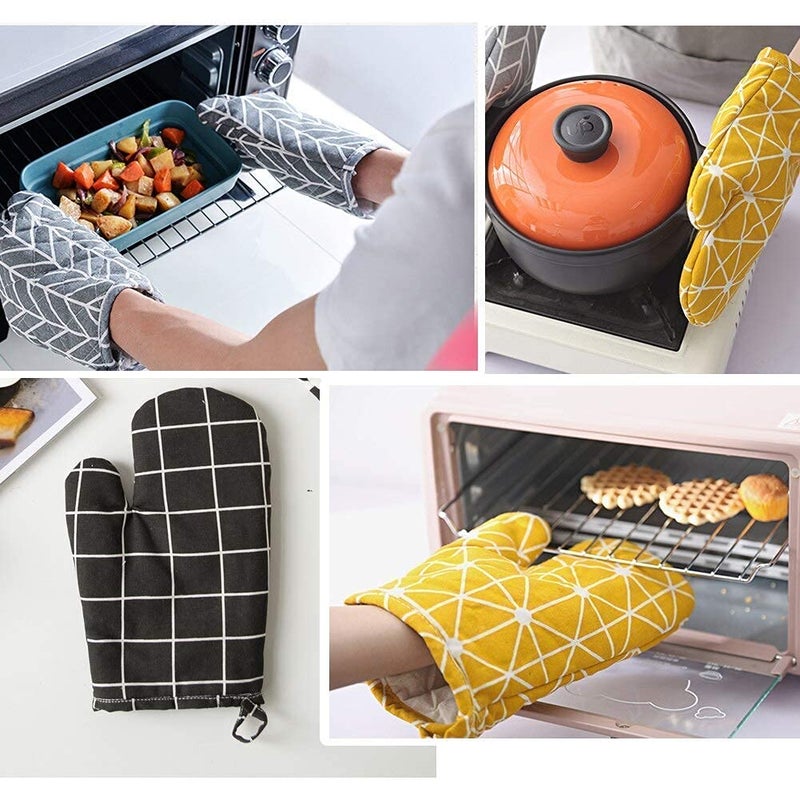 Mast Beautiful Print Design Cotton Padded Heat Proof Non Slip Microwave Baking Oven Glove Mitten for Microwave 2 Piece Set 32 cm Long Oven Mitts Random Patterns  - Image 5