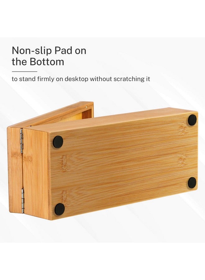 MaxGear Business Card Holder for Desk, 2.2 x 3.5 Inch Bamboo Index Card Organizer Box with A-Z Tab Cards & 5 Dividers, Holds Up to 600 Cards, Ideal Storage for Business, Recipe, and Note Cards - Image 4