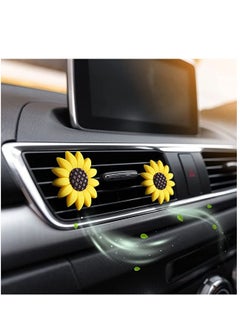 KASTWAVE 2 Pack Sunflower Car Accessories Cute Car Air Freshener Sunflower Air Vent Clips Sunflowers Gift Decorations Car Clip Interior Air Vent Decor  - Image 3