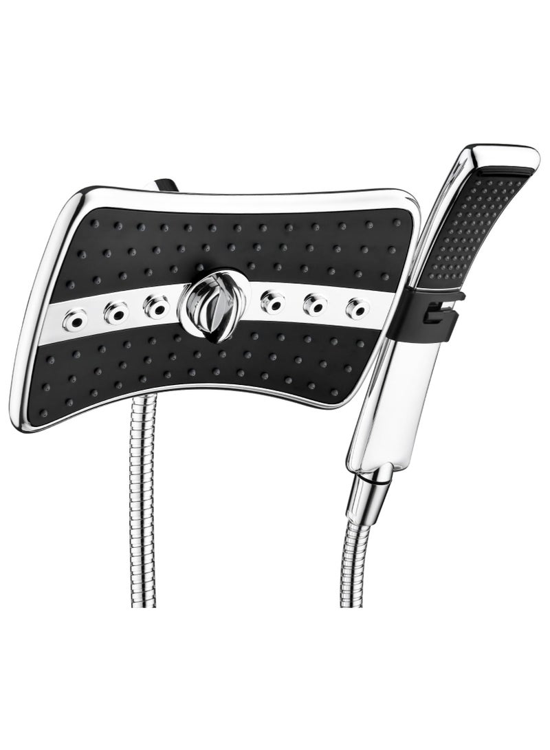 ABJ Dual Shower Head Combo – High-Pressure Rainfall & Handheld Shower Set, 60-Inch Stainless Steel Hose, Chrome Finish, Easy Tool-Free Installation - Image 1