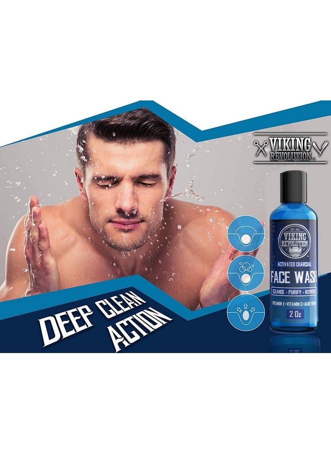 Viking Revolution - Viking Revolution Charcoal Face Wash for Men- Scrub Away Dirt and Toxins, Skin Cleaning Agent - Cleanse, Purify and Refresh - Daily Charcoal Facial Cleanser - 8 Fl Oz plus a 2 Fl Oz, 2 Piece Set - Image 1
