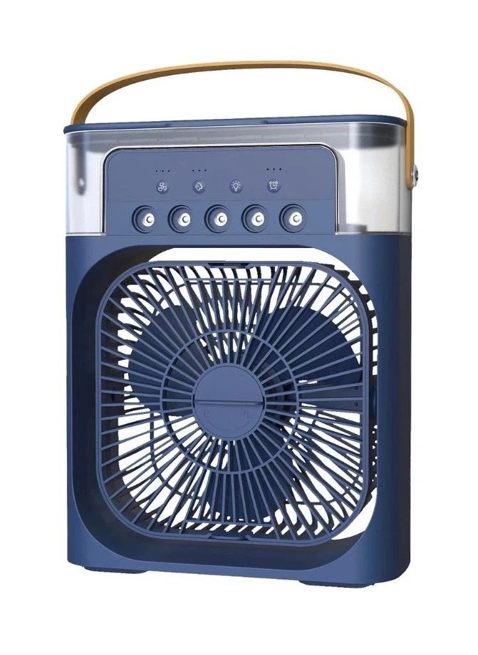 Portable Personal Mini Cooling Fan for Home with 3 Speed ​​Modes with Water Mist and 7 Color LED Light and Timer Mini USB Powered AC for Shop, Office, Kitchen, Blue