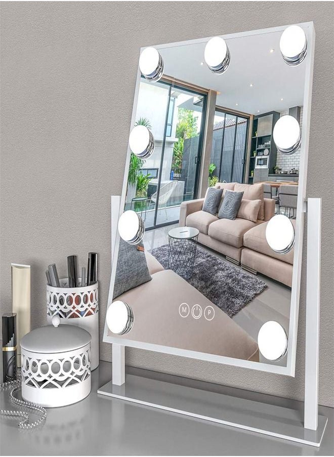 PADOM Padom Lighted Vanity Mirror - Hollywood Style Makeup Vanity Mirror with Lights and Touch button,3 Color Model, Cosmetic Mirror with 9,12,15,18 pcs Dimmable Bulbs for Dressing Table (9 bulbs)  - Image 1