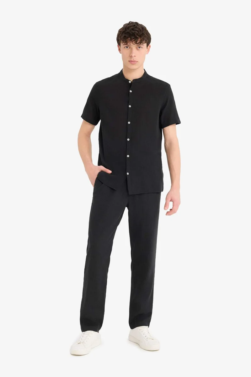 ديفاكتو Relax Fit Skinny Leg Linen Blend Summer Trousers