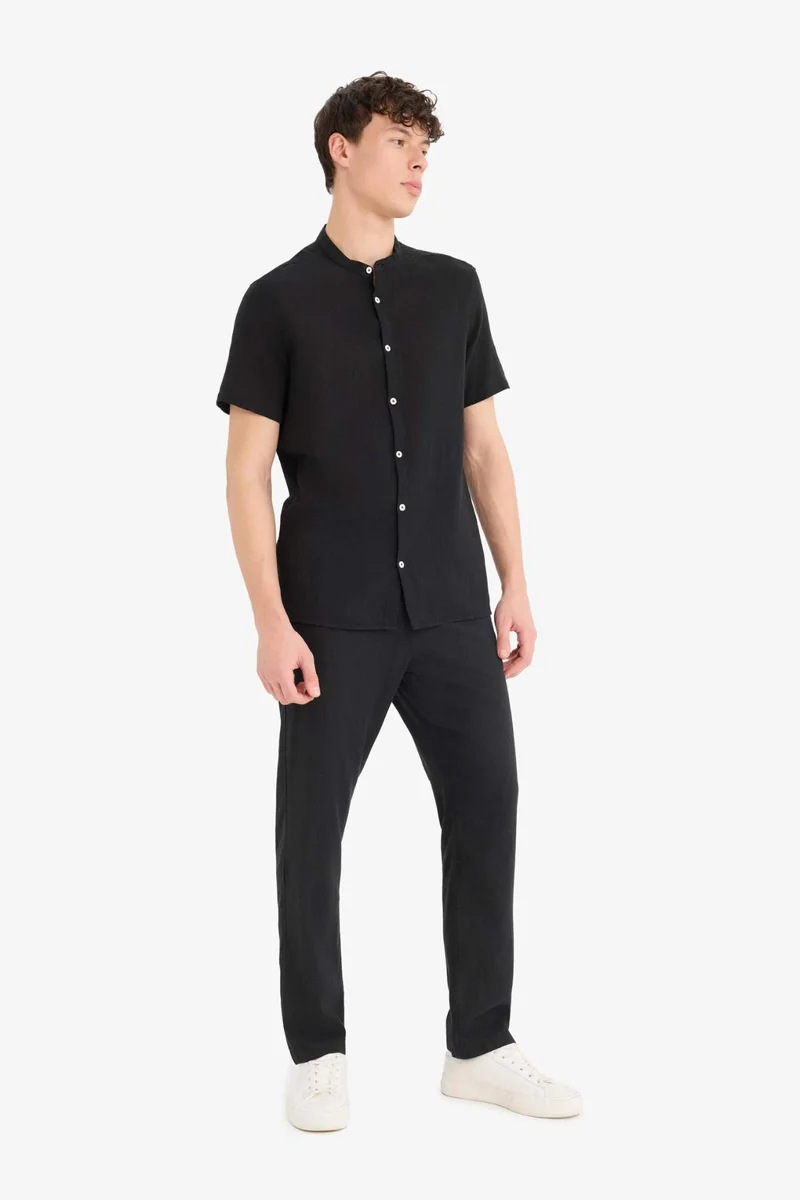 ديفاكتو Relax Fit Skinny Leg Linen Blend Summer Trousers