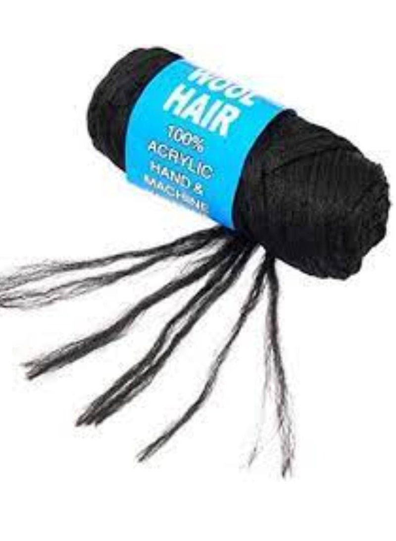 4 Pack Brazilian Wool Hair Yarns, Jumbo Braiding Wool Hair Yarns, Senegalese Wool Hair Attachment, Braids for Hair Knitting (Natural Black) - Image 2