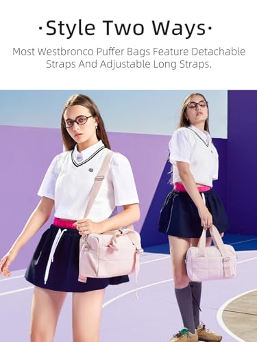 WESTBRONCO Mini Gym Bag for Women, Quilted Small Duffle Bag for Travel with Detachable Strap, Puffer Small Crossbody Bags for Women - Image 2