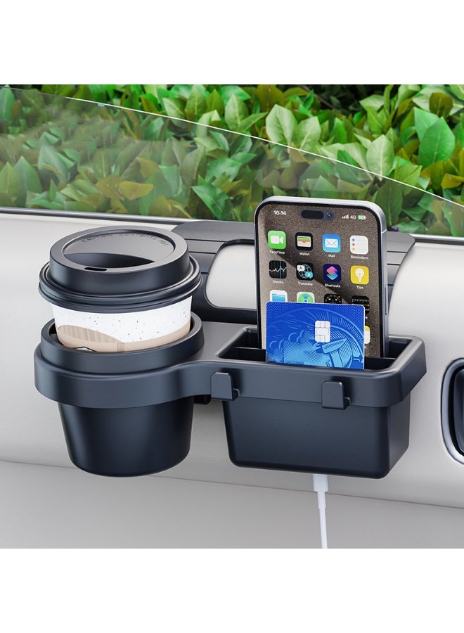 Car Window Storage Tray,Car Door Storage Rack with Cup Holder and Hooks, Multi-Functional Side-mounted Organizer for Mobile Phones, Keys, Cups - Image 1