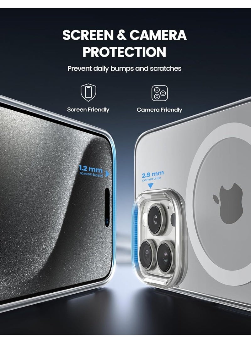 غطاء شفاف مغناطيسي لآيفون 16 برو ماكس متوافق مع MagSafe، حماية من السقوط بمعايير عسكرية، مقاوم للاصفرار، مضاد للصدمات والخدوش - Image 3