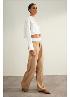 trendyol المنك جودة عالية حزام مزدوج مفصلة واسعة الساق / واسعة الساق السراويل المنسوجة TWOAW24PL00187  - Image 2