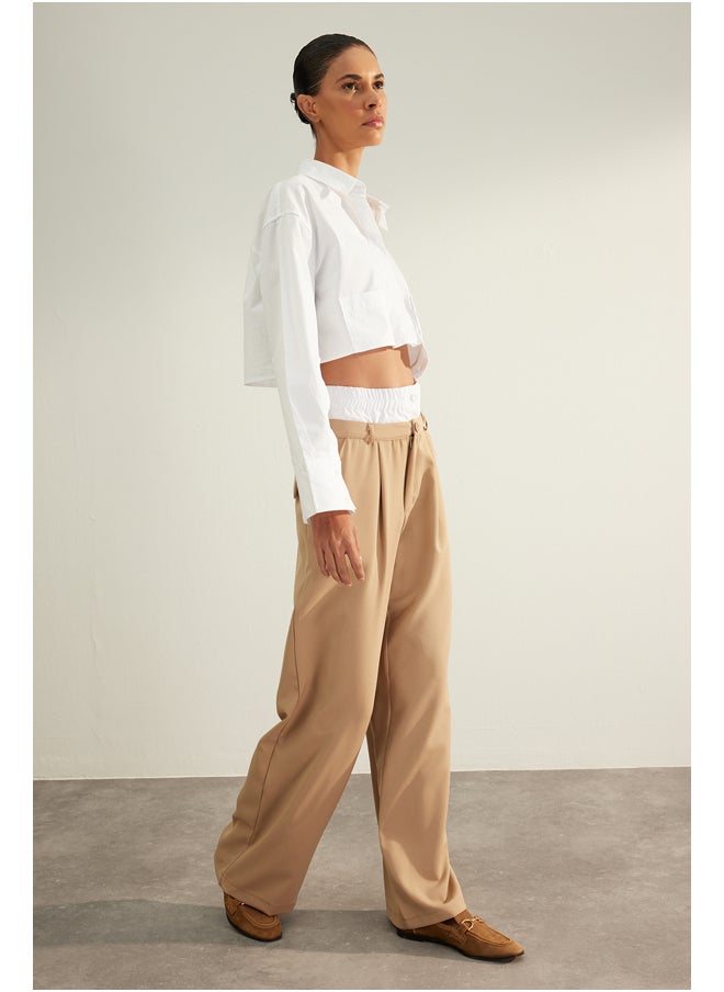 trendyol Mink Premium Quality Double Belt Detailed Wide Leg / Wide Leg Woven Trousers TWOAW24PL00187  - Image 2
