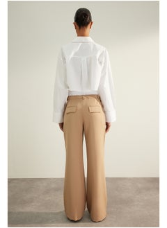 trendyol المنك جودة عالية حزام مزدوج مفصلة واسعة الساق / واسعة الساق السراويل المنسوجة TWOAW24PL00187  - Image 3