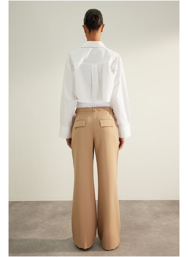 trendyol Mink Premium Quality Double Belt Detailed Wide Leg / Wide Leg Woven Trousers TWOAW24PL00187  - Image 3