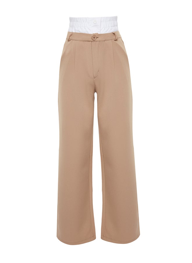 trendyol Mink Premium Quality Double Belt Detailed Wide Leg / Wide Leg Woven Trousers TWOAW24PL00187  - Image 4