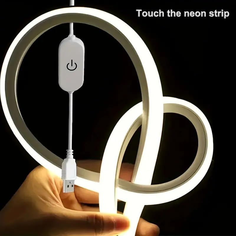 شريط إضاءة LED ��عمل باللمس USB، أبيض دافئ 3000K، 5 فولت 16.4 قدم/5 متر 600 مصباح LED عالي السطوع، أضواء حبل نيون LED مقاومة للماء وقابلة للتعتيم، لتزيين المطبخ والغرفة والتلفزيون (أبيض دافئ) - Image 2