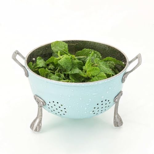 ALCU Colander Strainer with Strong Handle, Multipurpose Powder Coated Stainless Steel (204) Colander Strainer for Kitchen, Drain Basket for Fruits, Vegetables, Rice, Grain Washing Bowl (Blue) - Image 1