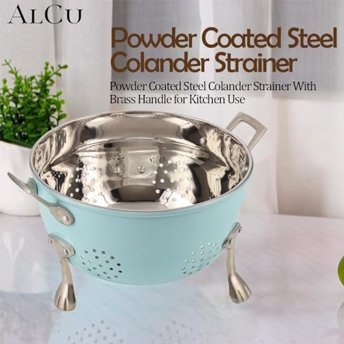 ALCU Colander Strainer with Strong Handle, Multipurpose Powder Coated Stainless Steel (204) Colander Strainer for Kitchen, Drain Basket for Fruits, Vegetables, Rice, Grain Washing Bowl (Blue) - Image 5