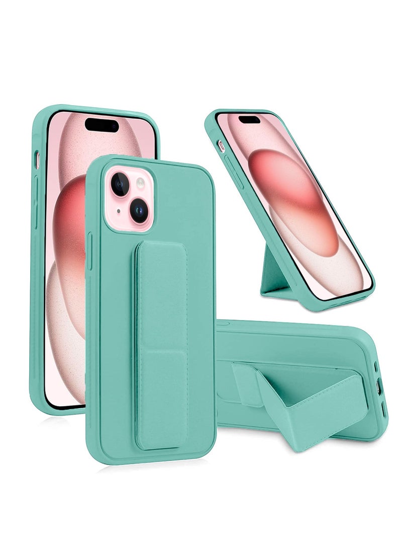 Wtech Hand Grip Foldable Magnetic Kickstand Wrist Strap Finger Grip With Built-In Iron Case Cover For Apple iPhone 15 2023 Sea Green - Image 1
