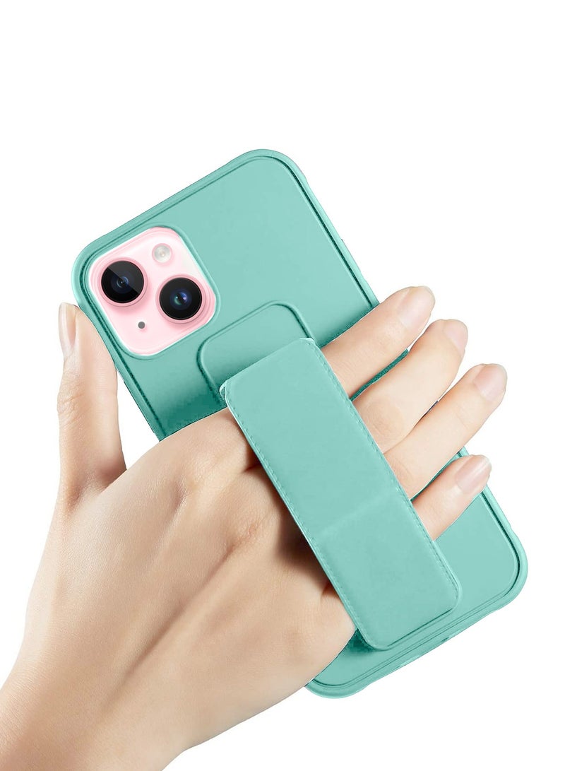 Wtech Hand Grip Foldable Magnetic Kickstand Wrist Strap Finger Grip With Built-In Iron Case Cover For Apple iPhone 15 2023 Sea Green - Image 2