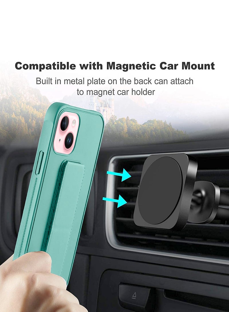 Wtech Hand Grip Foldable Magnetic Kickstand Wrist Strap Finger Grip With Built-In Iron Case Cover For Apple iPhone 15 2023 Sea Green - Image 3