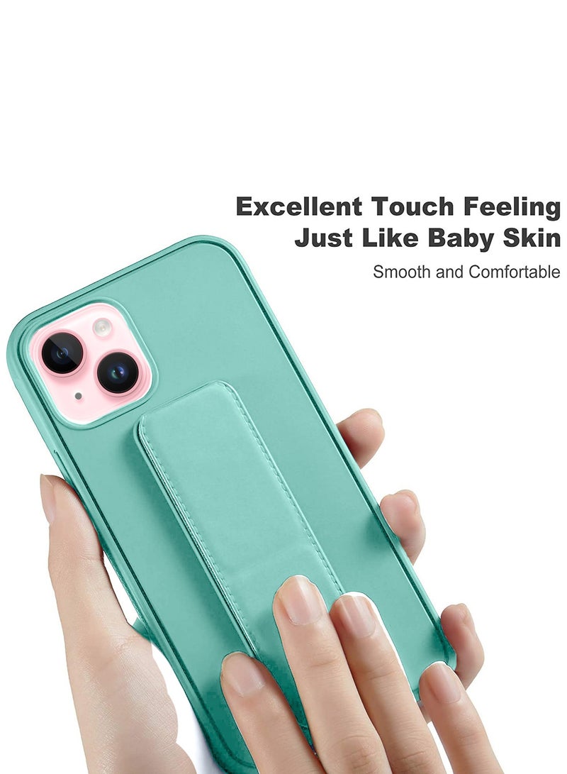 Wtech Hand Grip Foldable Magnetic Kickstand Wrist Strap Finger Grip With Built-In Iron Case Cover For Apple iPhone 15 2023 Sea Green - Image 4