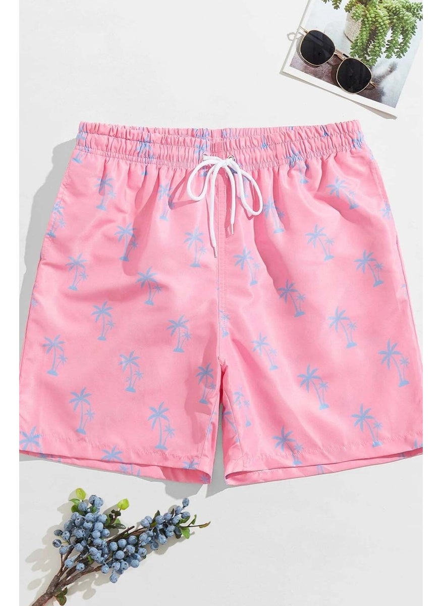 Angelsin Men's Basic Standard Size Stylish Palm Printed Swimsuit with Pocket Swim Shorts  - Image 1