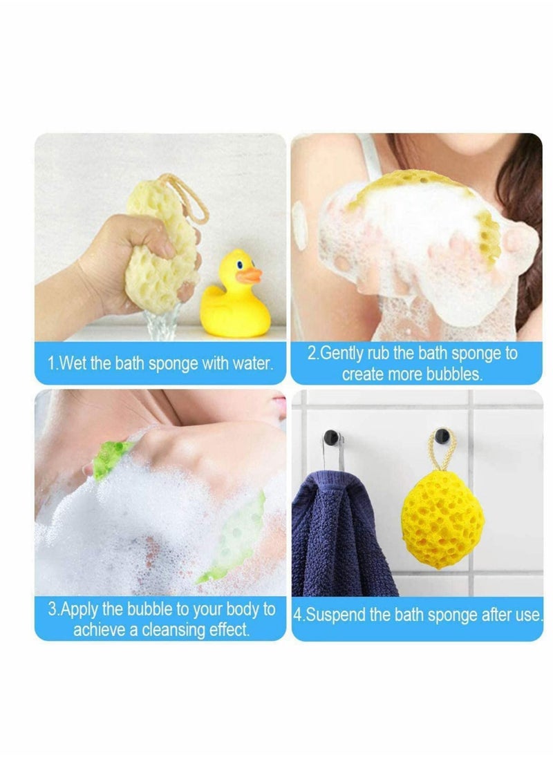 NIBEMINENT Bath Sponge, 3 Pcs Sponge Shower Puffs Soft Body Colorful Honeycomb Sea Sponges for Babies Women Men Bathroom Supplies  - Image 5